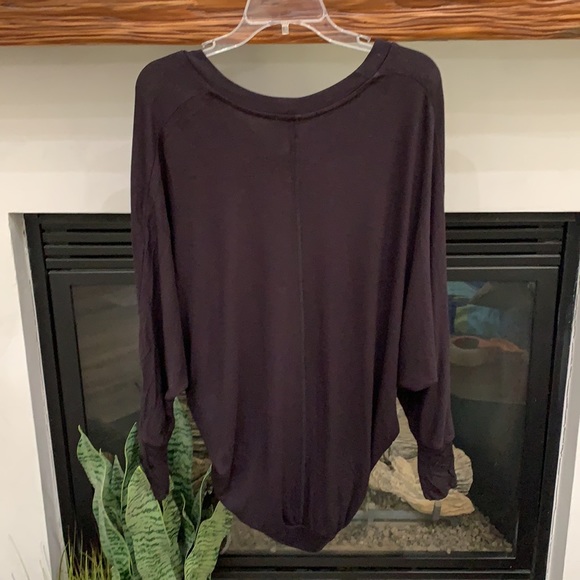 040 Anthropologie-Eri+Ali}Sz XS Black long Sleeve Bat Wing, Hi Low Top - Picture 4 of 5